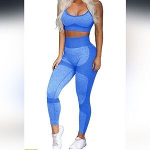 Women's Two Piece Workout Outfit Size Small Light Blue New!